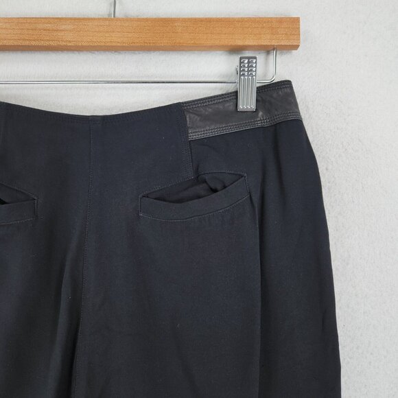 Alexander Wang Pants Womens 6 Black High Rise Pleated Silk Lined Leather Trim - Picture 11 of 16